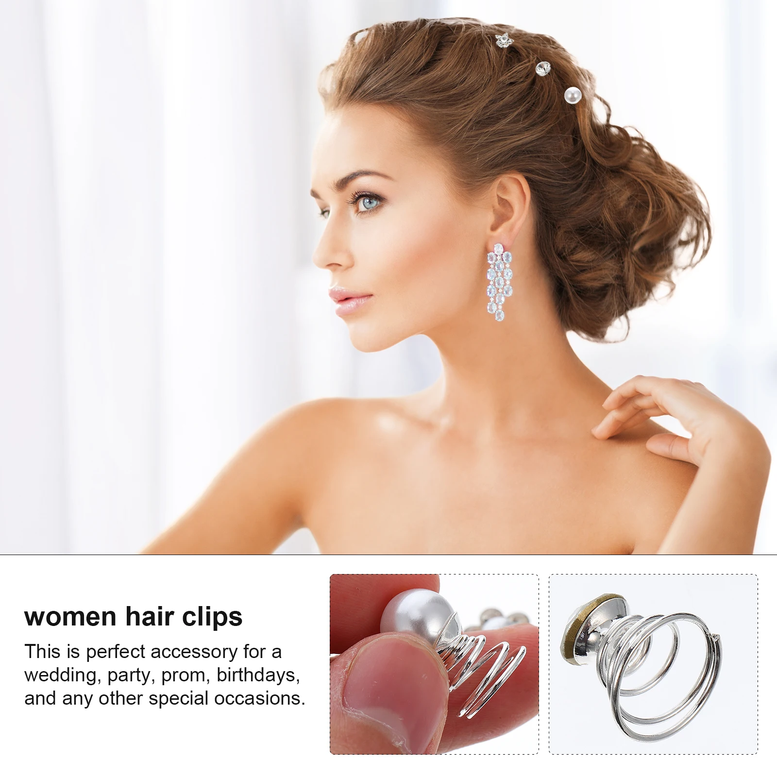 

60 Pcs Swirl Pearl Hair Clip Bridal Accessories for Women Wedding Accessory Silver Alloy Women's