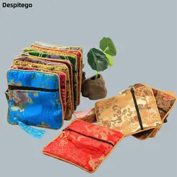 Mini portamonete quadrato in tela coreana con borsa per il trucco del rossetto con nappa borsa per il trucco di grande capacità borsa per l'imballaggio dei gioielli