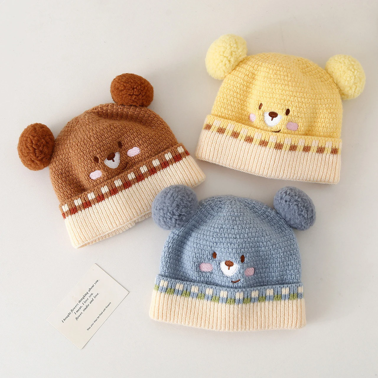 الشتاء الدافئة الطفل متماسكة قبعة مزدوجة أفخم الكرة الرضع قبعة لطيف الكرتون الاطفال البلوز قبعة 3-36Mont صبي فتاة الصوفية الكروشيه بونيه