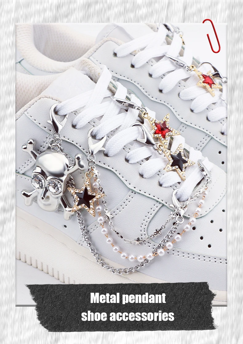 Mode Diamant Pentagramm Perle Schuh Kette Seite Abnehmbare Schuh Dekoration DIY Flache Schuhe High Top Schuhe Schuh Charms 1Pcs – Detail 3