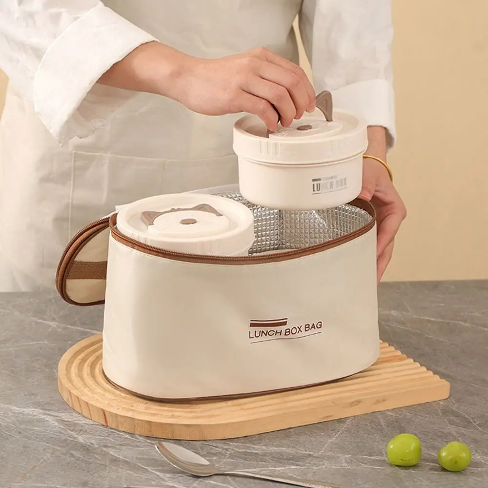 304 Stainless Steel Heat Preservation Lunch Box Round Cat Ear Handle Food Container Large Capacity Sealed Storage Box Commuting