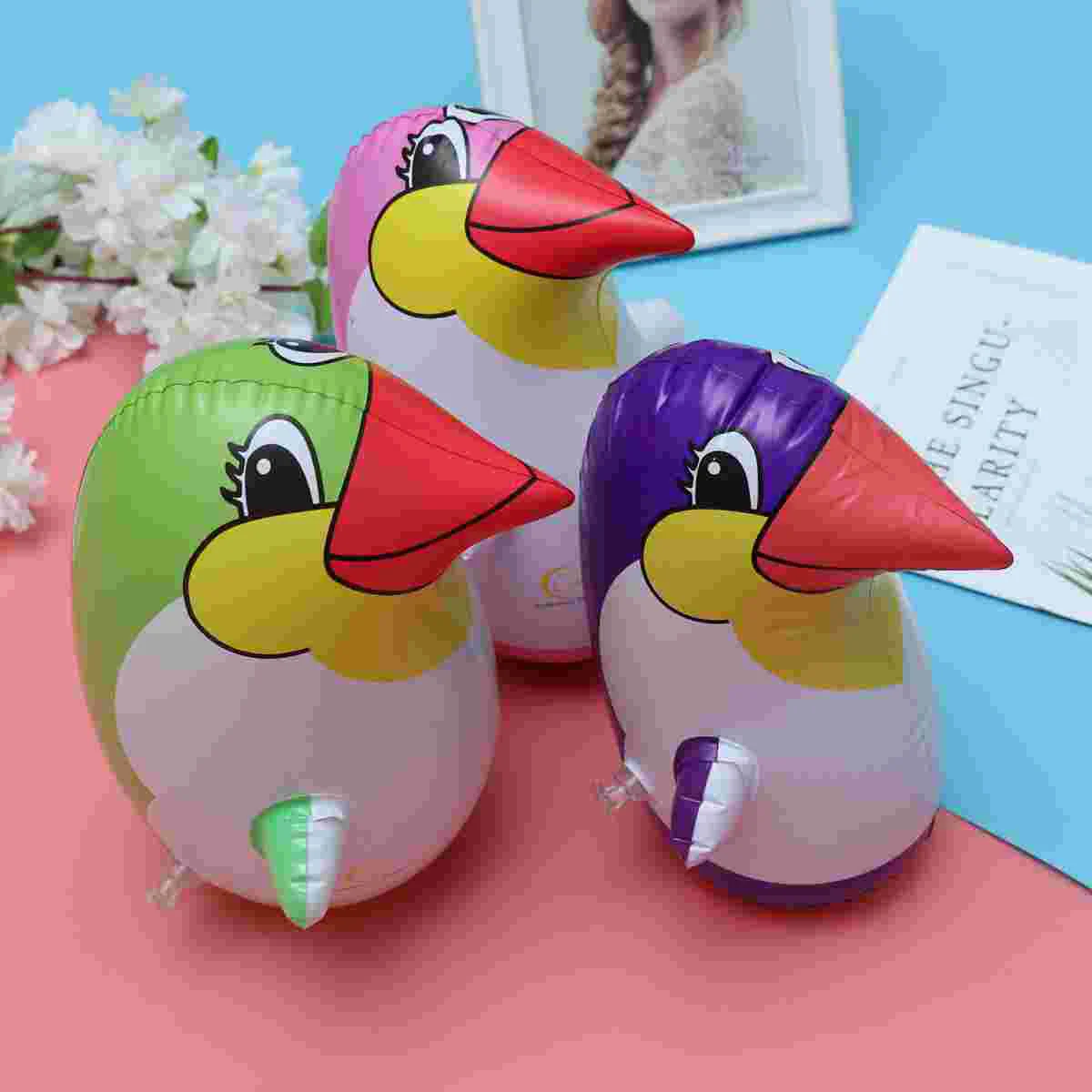 Juguete inflable de pingüino de perforación para niños, vaso de juguete, accesorio de fiesta para niños, 22cm (Color aleatorio), juguete de perforación, 3 uds.