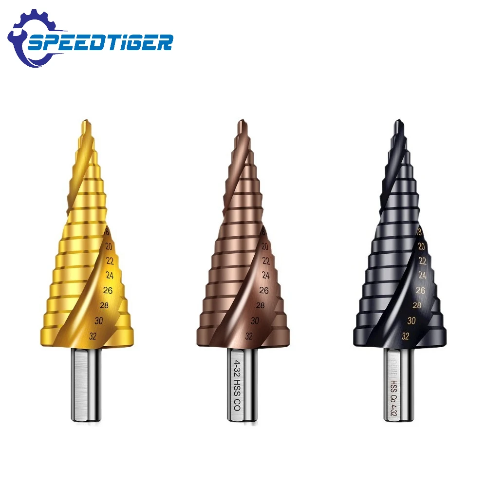 

HSS Step Drill Bit HSS Titanium Coated Hole Cutter Power Tool 4-12 4-20 4-32 Accessory for Metal Stainless Steel Aluminum Wood