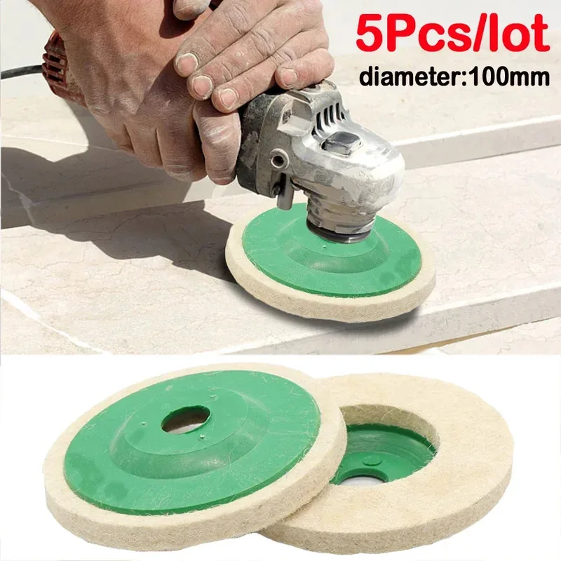 

5 Pcs Wool Polishing Wheel Disc for Angle Grinder 4 Inch Polishing Buffer Pad 100mm for Car Metal Marble Glass Ceramics