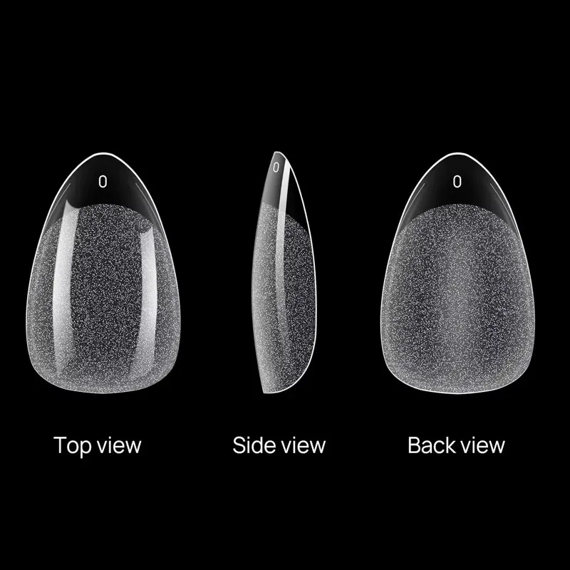 ปลายเล็บอะคริลิกแบบกึ่งด้าน รูปทรงอัลมอนด์ สีใส 600 ชิ้น สำหรับต่อเล็บและอุปกรณ์ทำเล็บ