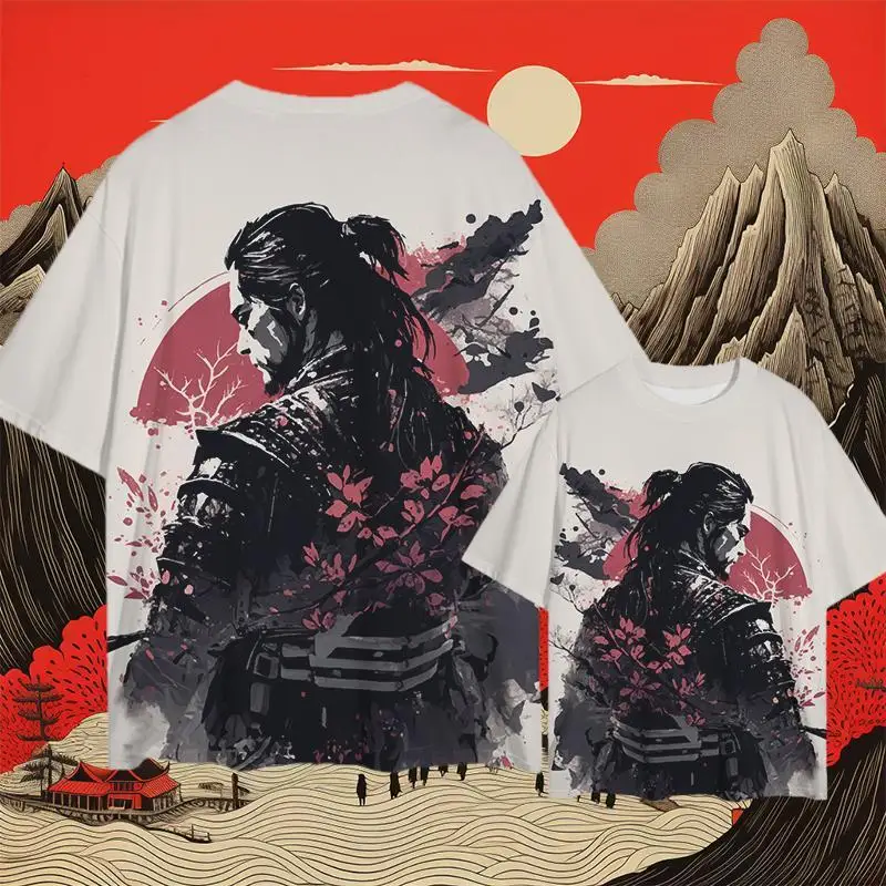 

2024 Retro Men's T-Shirt 3d Samurai Print Oversized Tees For Men New Fashion Casual Man Clothing Loose Breath Short Sleeved Tops