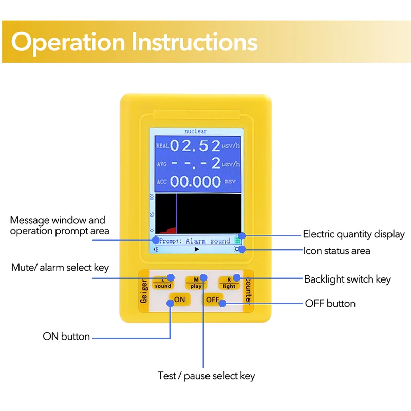 BR-9C Handheld Digital Nuclear Radiation Detector Geiger Counter Semi-functional Type Dosimeter Dosimeter Marble Tester