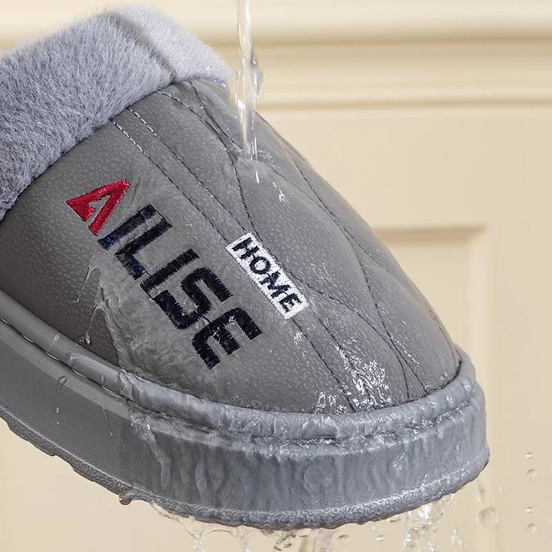 Warme Hausschuhe für Herren, wasserdicht, mit dicker, weicher Sohle, rutschfest, warm, für den Innenbereich, Winterhausschuhe, Paar-Modell, große Größen 50, 51. – Detail 4