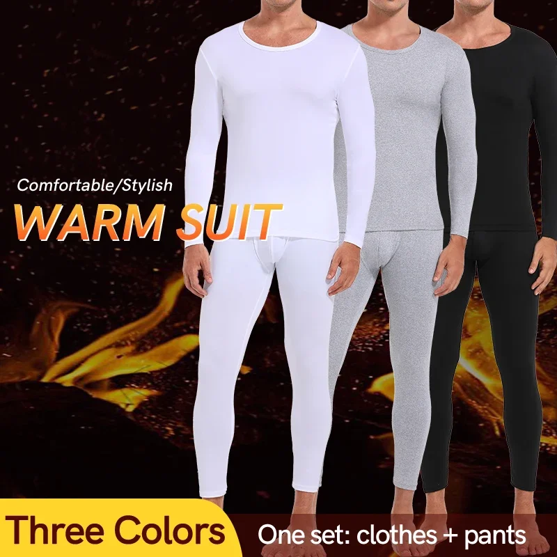 Men Premium Thermal Underwear Suit Ultra Soft Long Johns Fleece Lined Warm Base Layer Mens Thermals Top and Pants Set of 2