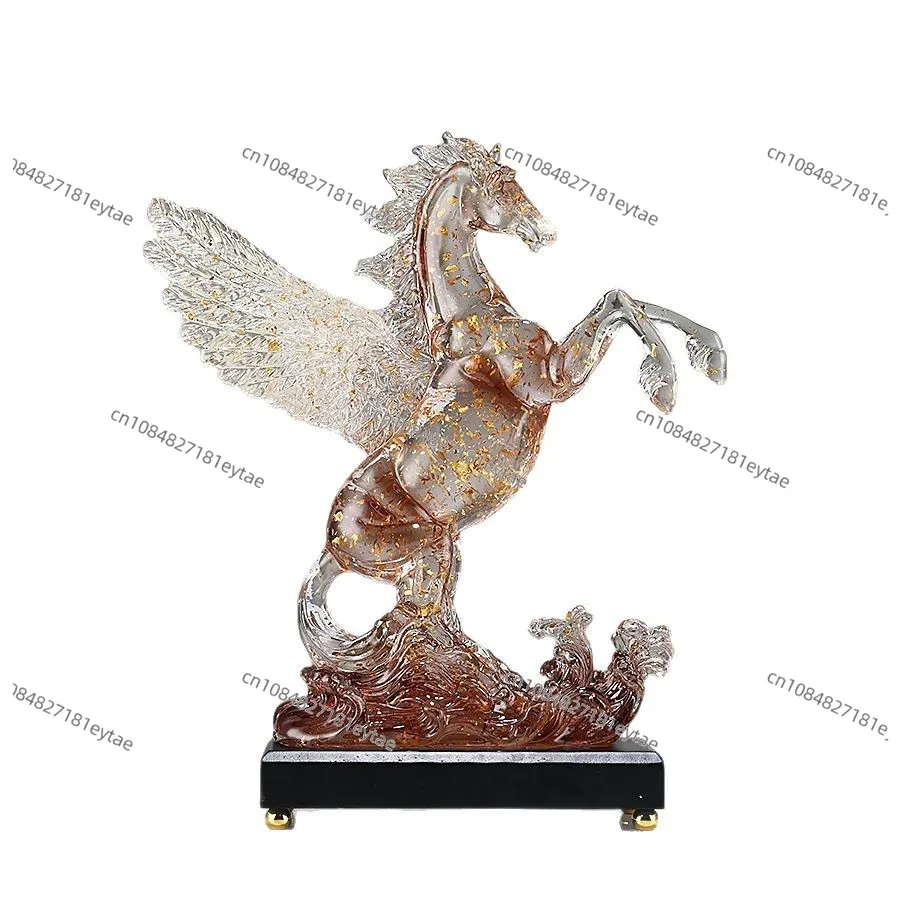 

Resin Transparent Colorful Pegasus Horse Figurine Crystal Sculpture Home Decoration