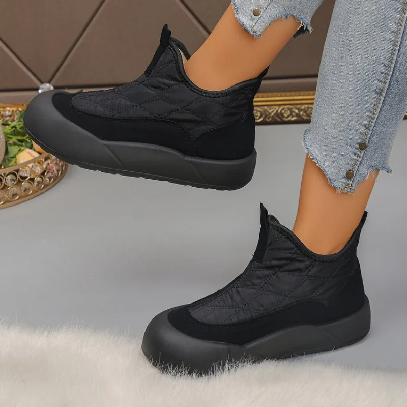 المطاط شقة جولة تو الفم العميق الاصطناعي قصيرة أفخم عارضة منتصف الكعب (3-5 سنتيمتر) منخفضة أعلى الانزلاق على الأحذية الجوارب