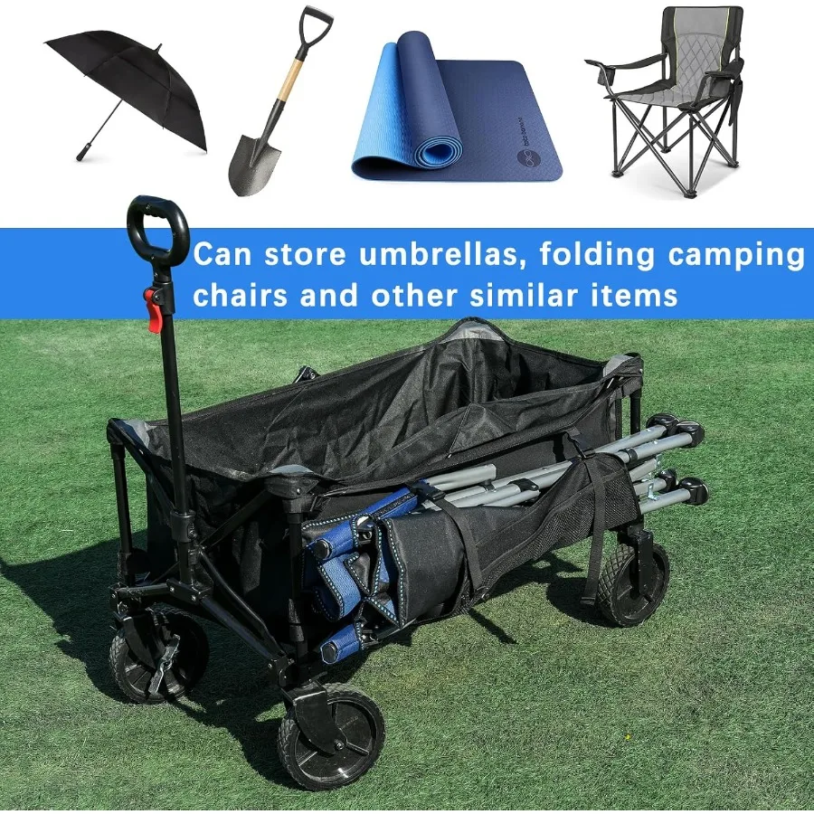 Tasca laterale pieghevole per vagone per ombrellone Borsa portaoggetti Oxford 900D con custodia in rete per accessori per carrello da giardino pieghevole Ba