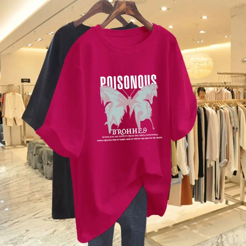 

Women Casual Loose Pure Cotton T-shirt Summer Letter Printed Basic O-neck Short Sleeve TopsVintage Pullovers