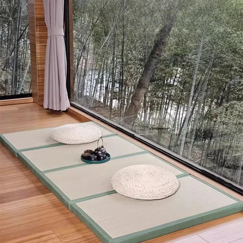 

Foldable Floor Mat Japanese Thick Tatami Sleeping Pad Breathable Rattan Cooling Carpet Modular Play Mat for Kid Non-Slip Cushion