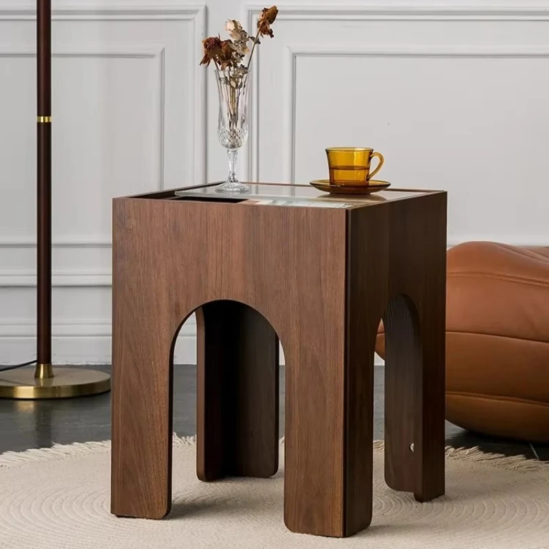 yjq  Simple Silent Style Retro Coffee Table Home Living Room Sofa Storage Designer Creative Glass Side Table
