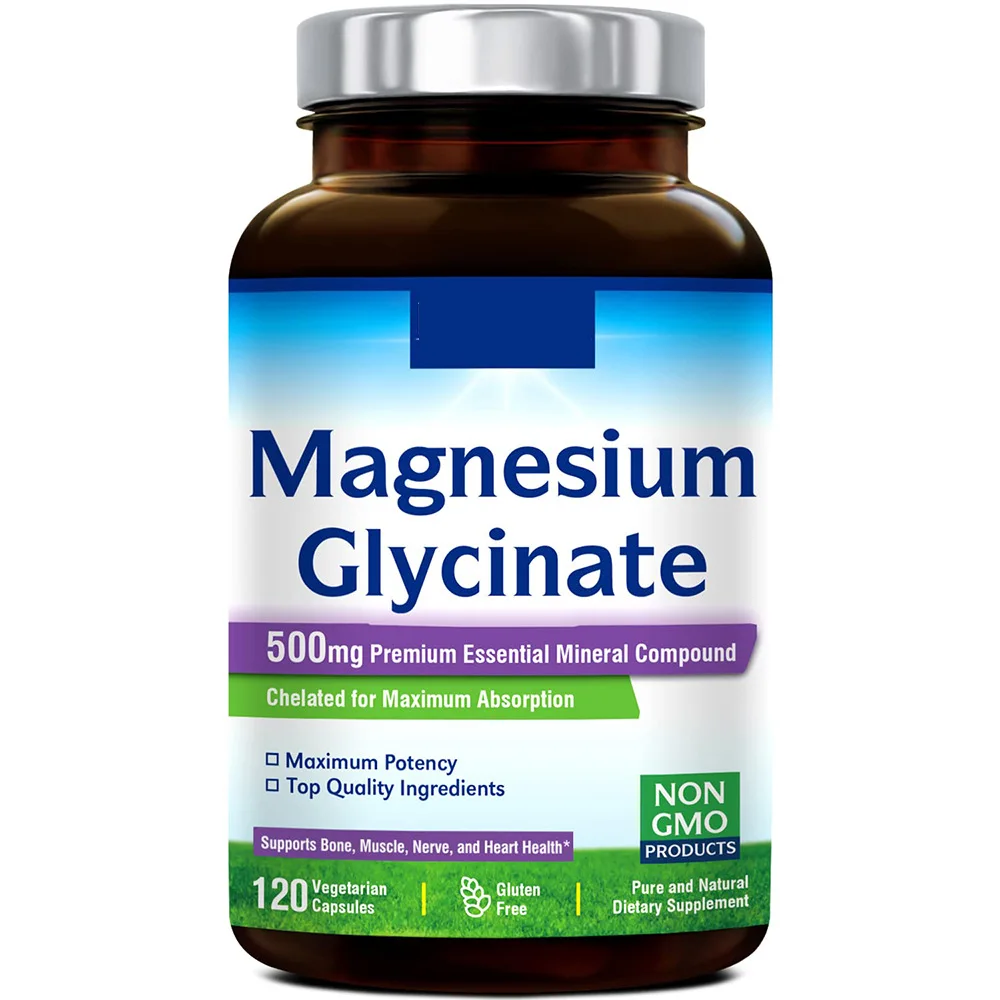 

2 Bottle Magnesium Glycine Capsule Promotes Muscle and Nerve Health Support Cardiovascular Function Health Food