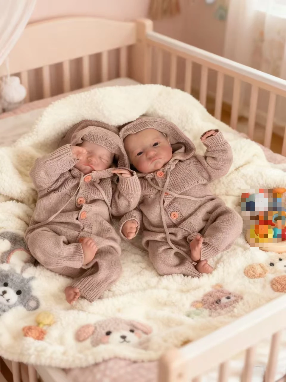 Npk 19''3d pele pintada veias visíveis corpo inteiro vinil macio reborn gêmeos levi acordado e dormindo bebê realista boneca de arte colecionável