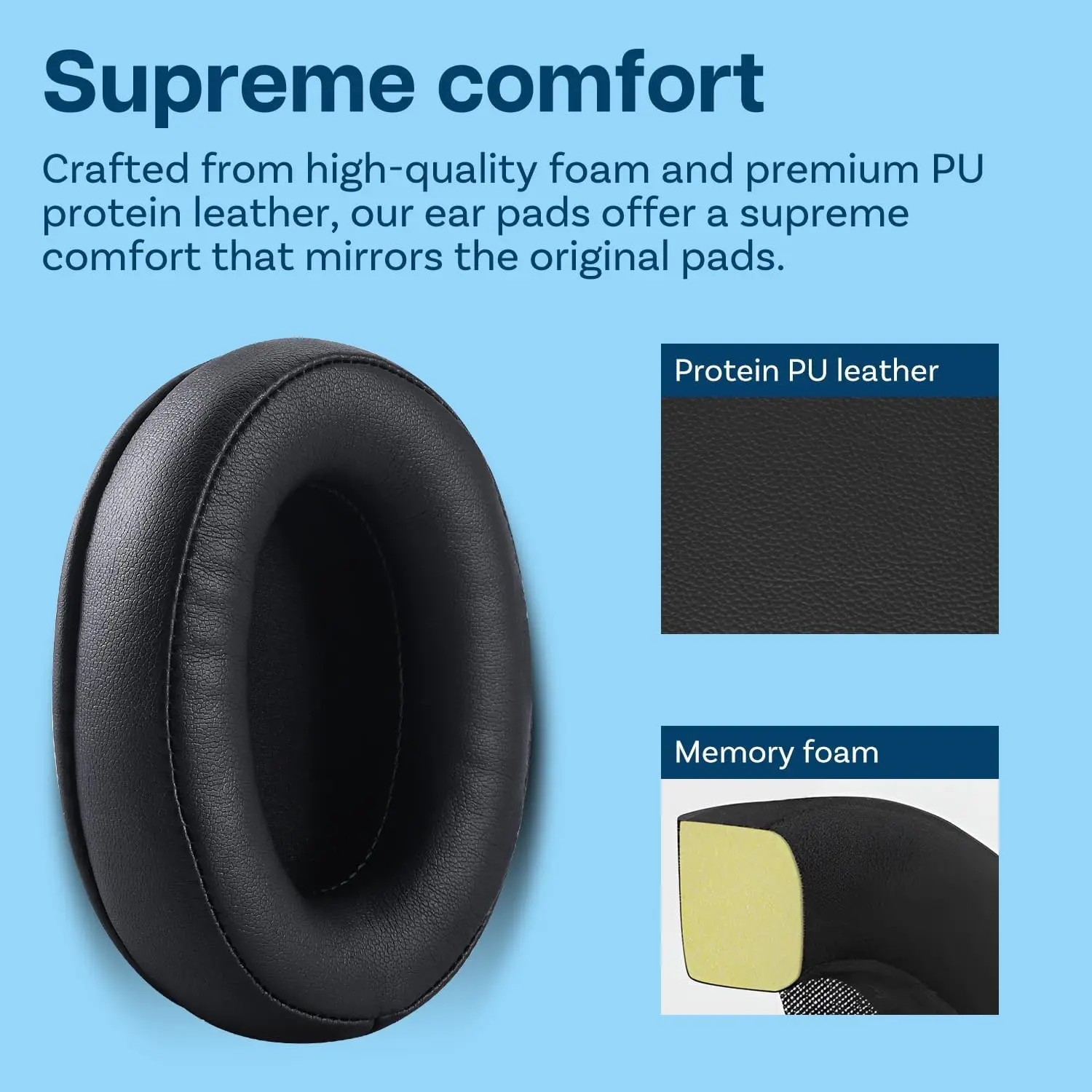 Fifine H3 ゲーミングヘッドセット用ヘッドフォンイヤーパッド交換用イヤークッションパッドカバーイヤーマフ