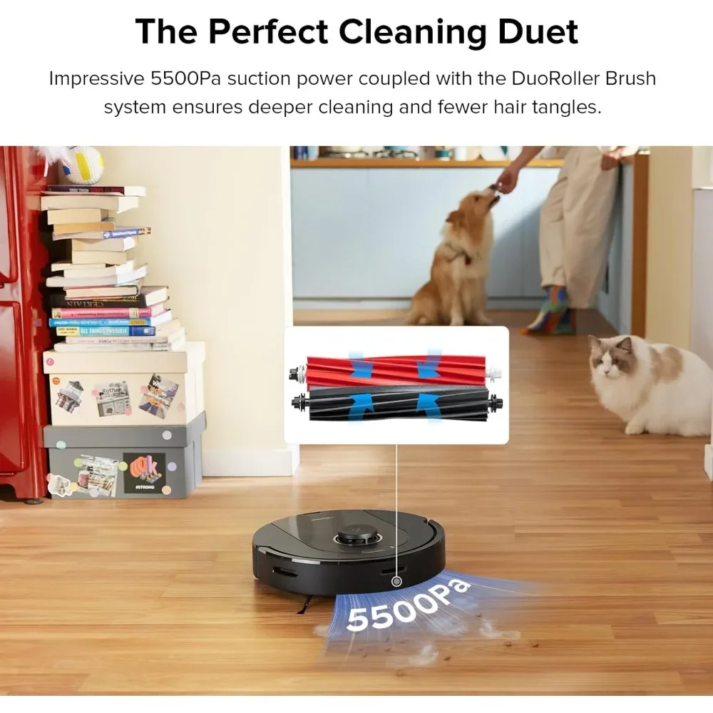 Q5 Pro Robot Vacuum and Mop Combo, 5500Pa Suction, DuoRoller Brush, LiDAR Navigation, 240 min Runtime, Smart No-Go Zone