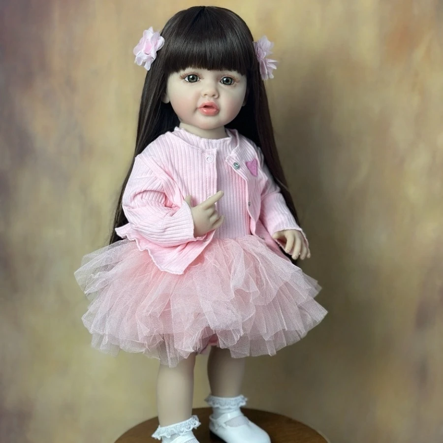 

BZDOLL 55cm Reborn Baby Can Stand, Lifelike 22inch Full Soft Vinyl Body Doll Newborn Princess Toddler Bebe Lovely Birthday Gift