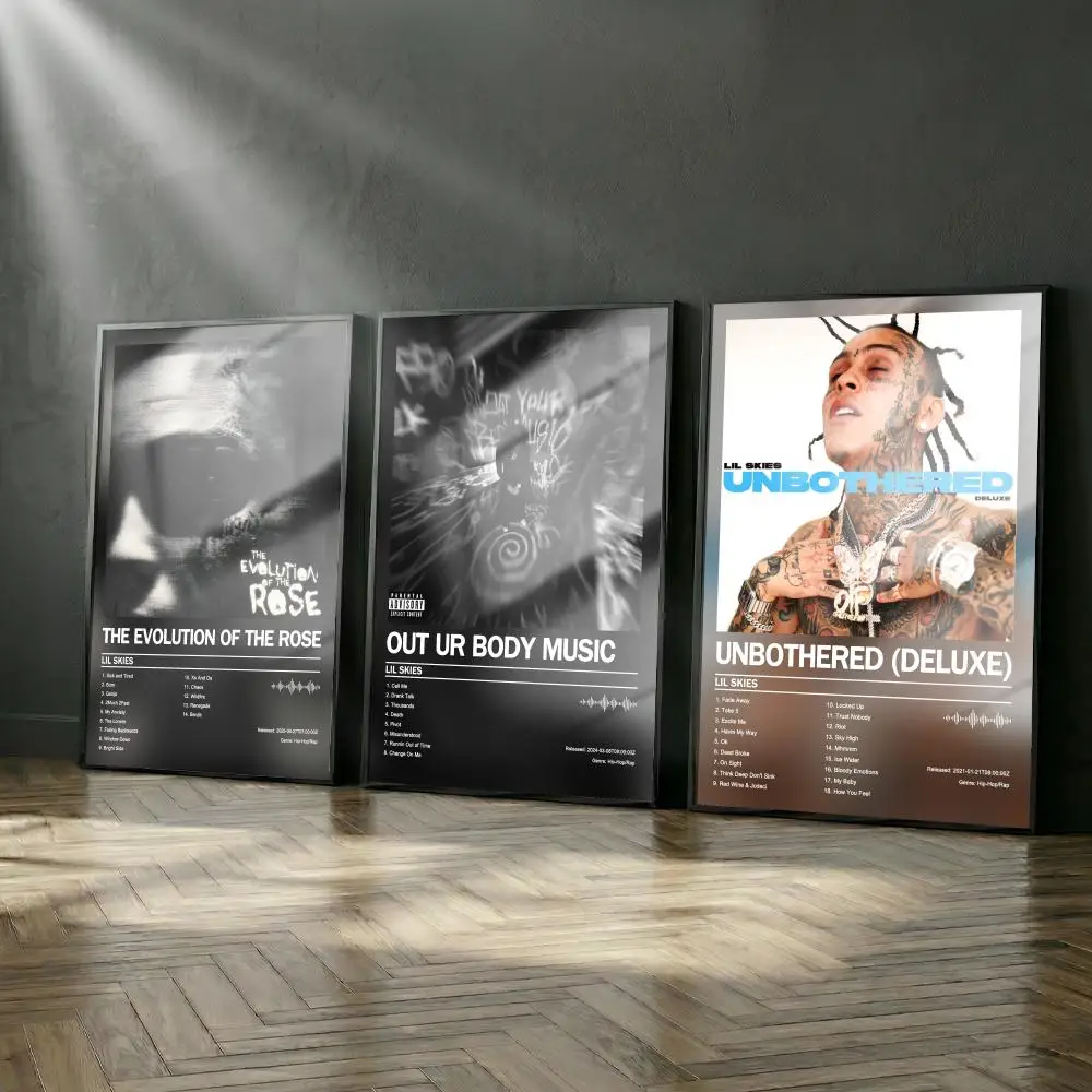 Lil Skies Poster-Album-Set, modernes Cover-Wandkunstwerk für Zimmer, Leinwandgemälde, Kunstdruck, Heimwanddekoration, Bild, Geschenk