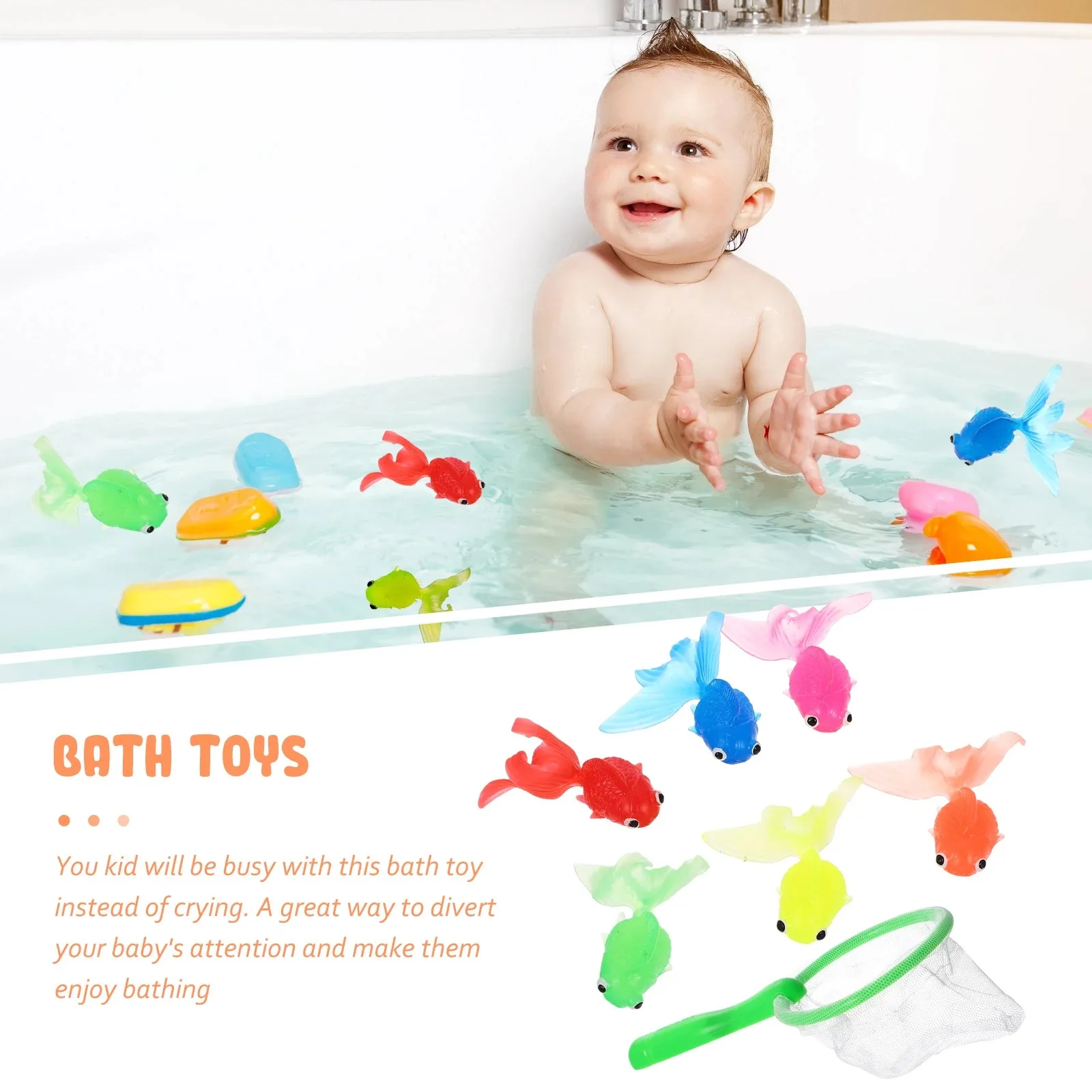 Children's 6Pcs Set Simulation Rubber Goldfish Baby Bath Water Play Games Toys for Kids Toddlers Bathing Shower Gifts