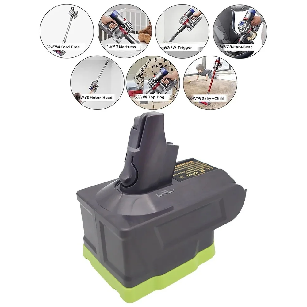 Adapter FOR RYO18V6/V7/V8 For Cordless Vacuum Cleaner Converts 18V Lithium Batteries ABS Housing LED Indicator