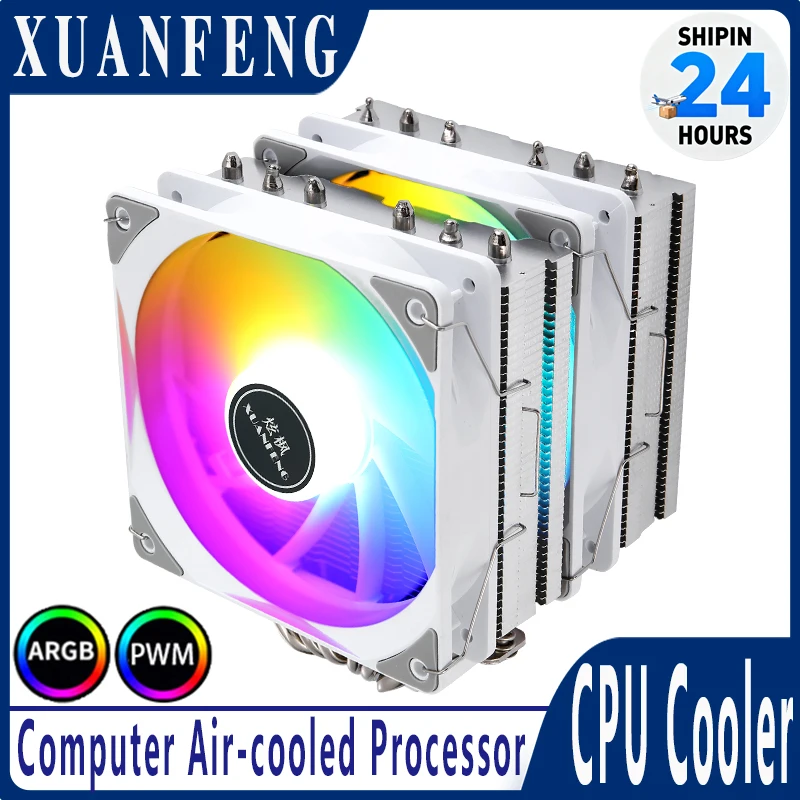 XUANFENG Compatible LGA2011-3 115x 1700 18xx AM4 AM5 x79 x99 Cpu Fan Twin tower 6 Heat Pipe Radiator PC Workstation Cooler 120mm