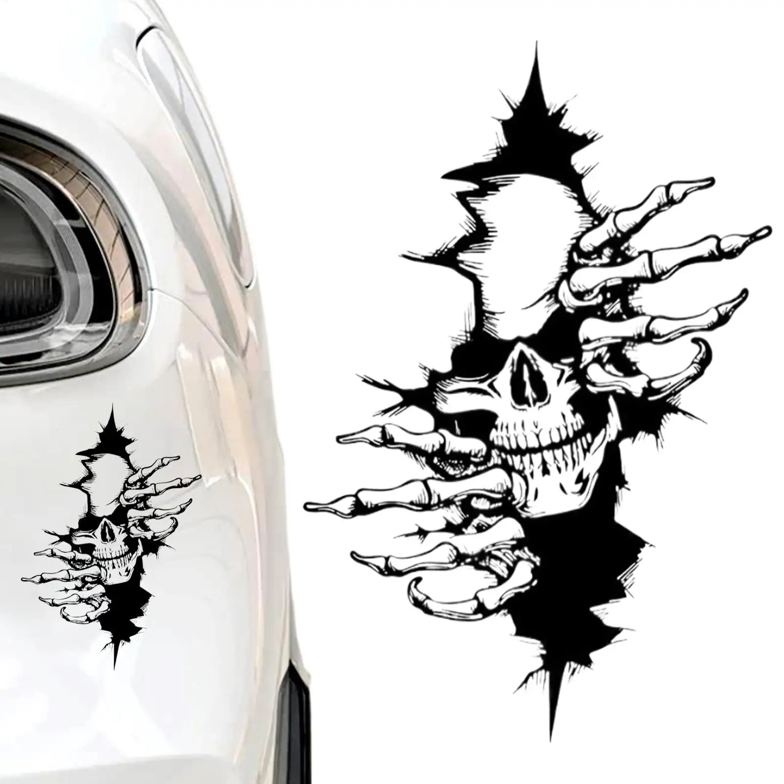 Skull Car Sticker Horror Decals Halloween Decor Motorcycle Decals for Car Truck SUV Motorcycle Vehicles Window Exterior Hood