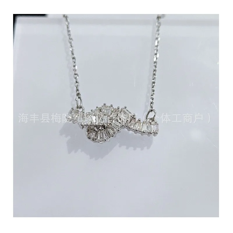 

Shijia Ruyi Knot Imitation Crystal Necklace Female Full Diamond Light Luxury Elegant Bow Collarbone Chain Version