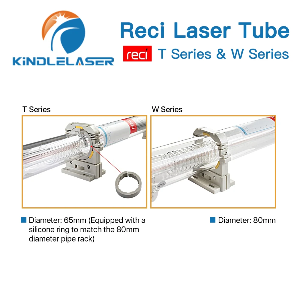 KINDLELASER Reci W2/T2 90W-100W CO2 Laser Tube Safe Packing Dia. 80mm/65mm CO2 Laser Engraving Cutting Machine S2 Z2