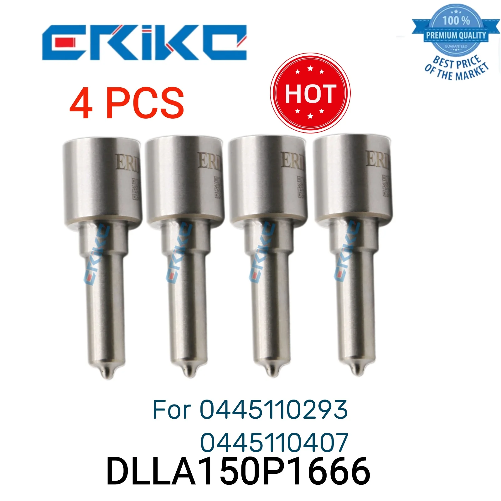 

4 PCS DLLA150P1666 0 433 172 022 Car Parts Injector Nozzle DLLA 150 P 1666 Injector Nozzle DLLA 150P1666 fit for 0445110293 407