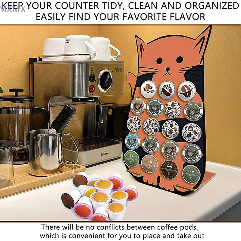 ไม้แมวกาแฟสําหรับถ้วยผู้ถือ Coffee Pod Organizer Pod สําหรับเคาน์เตอร์เครื่องประดับคริสต์มาสจํานวนมากไม้