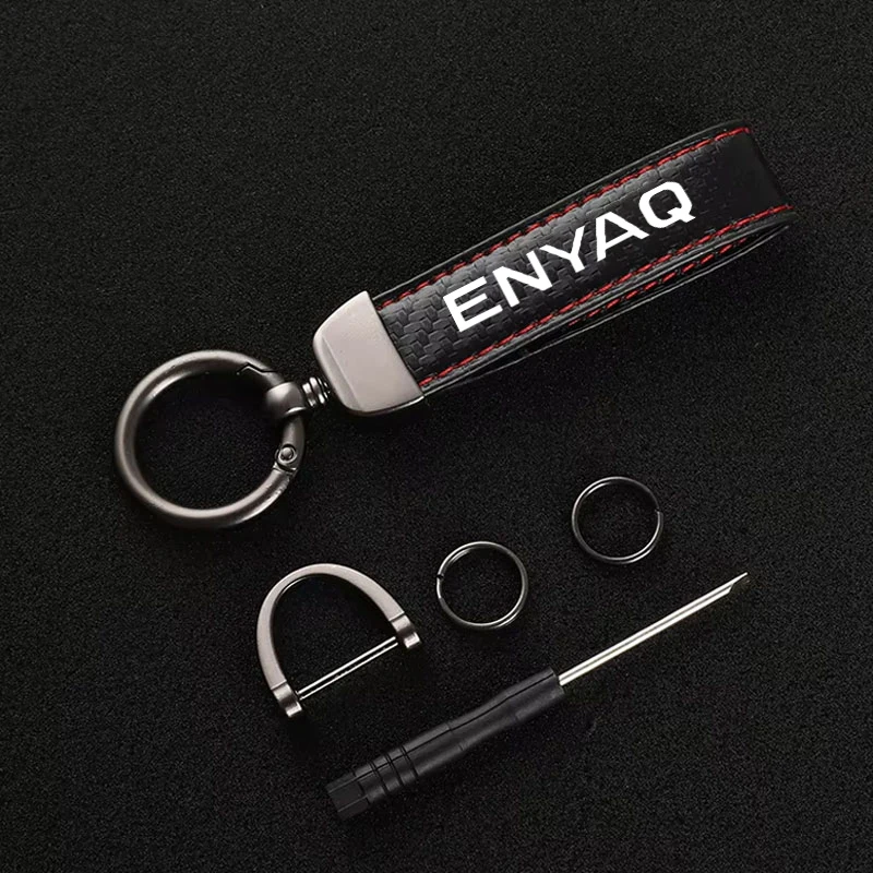 Car Keychain For Skoda Enyaq iV Electric SUV Luxury 2024 2025 2026 Key Pendant key ring Leather Carabiner Clip Keyring gift