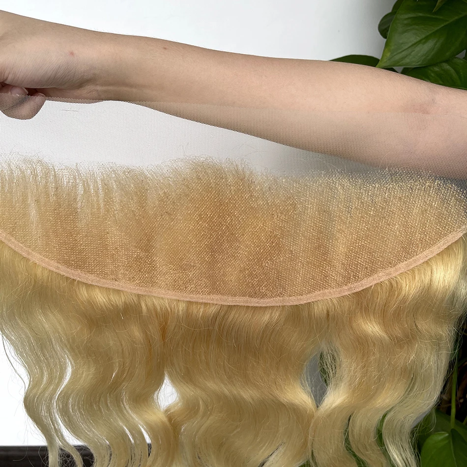 #613 Blonde Color Body Wave 13x4 Lace Frontal Human Hair Transparent Pre-Plucked With Baby Hair Melt Skin invisible Lace Closure