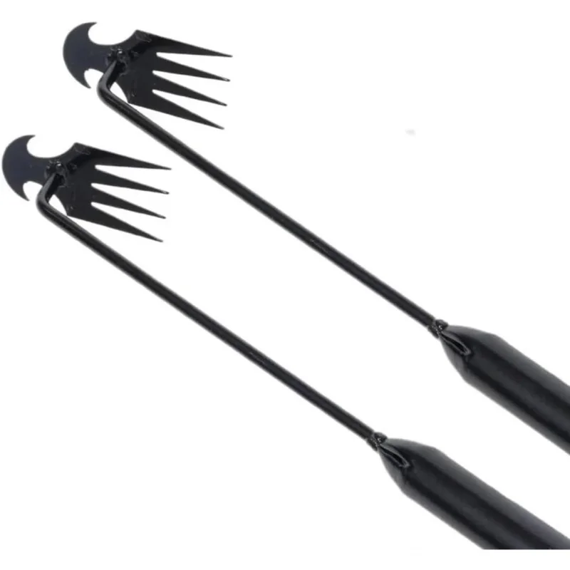 2Pcs Long Handle 4 Teeth Weeding Hook, Manual Garden Weed Remover, Lawn Farm Grass Puller Tool For Vegetable Plots