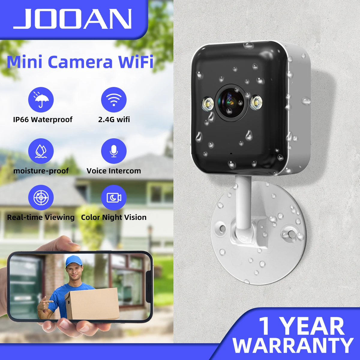 

JOOAN 1080P Mini Wifi Camera Outdoor Motion Detection Security IP Camera 5G WiFi Night Vision Waterproof Smart Window Camera