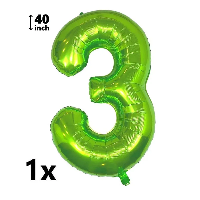 Big Number Green 3 Soccer Ball  Aluminum Foil Mylar Balloons 3rd Soccer Themed Birthday Party Decoration