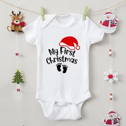 My First Christmas Print Baby Boy Girls Clothes High Quality Soft Cotton Newborn Bodysuits Funny Xmas Hat Pattern Infant Romper