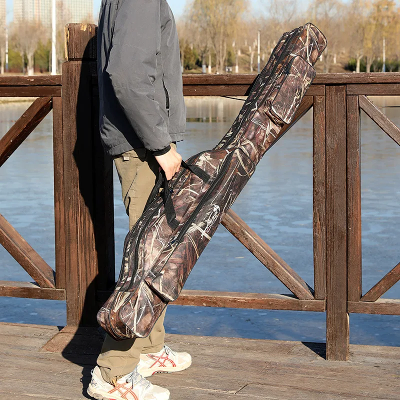 Foldable Waterproof 600D Oxford Cloth Camouflage Double-Layer Large-Capacity Surf Fishing Rod Bag Single-Shoulder