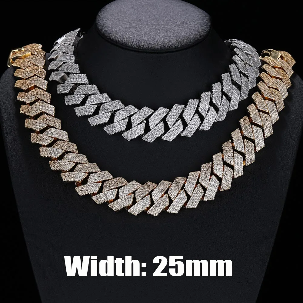Large 25mm 6 Row Miami Cuban Chain Men Hip Hop Necklace Rhombic Bling Iced Out Zirconia Link Fashion Rock Rapper Jewelry Gift
