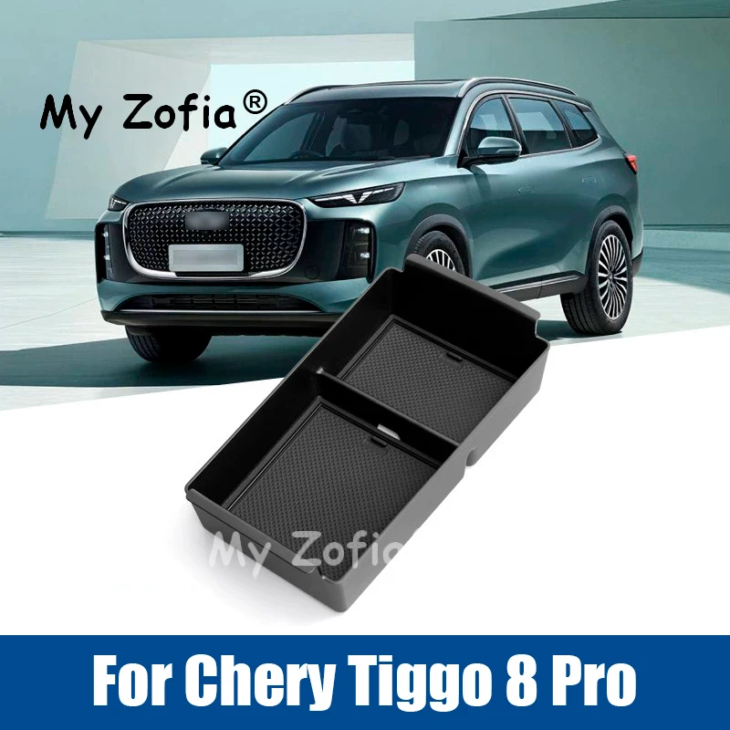 

For New Chery Tiggo 8 Pro Central Console ABS Armrest Box Storage Container Organizer Silicone Wireless charging pad Accessories