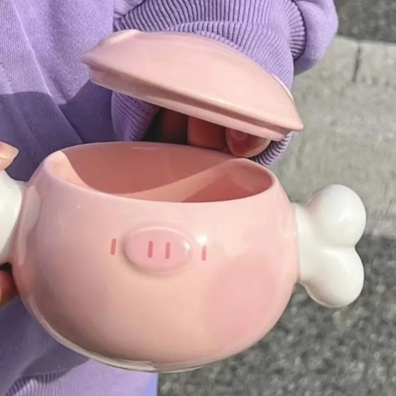 

Cartoon Pink Pig Ceramic Cup Large Capacity Kawaii Pig Mug Creative Breakfast Milk Coffee Tea Mug Office Home Kitchen Drinkware