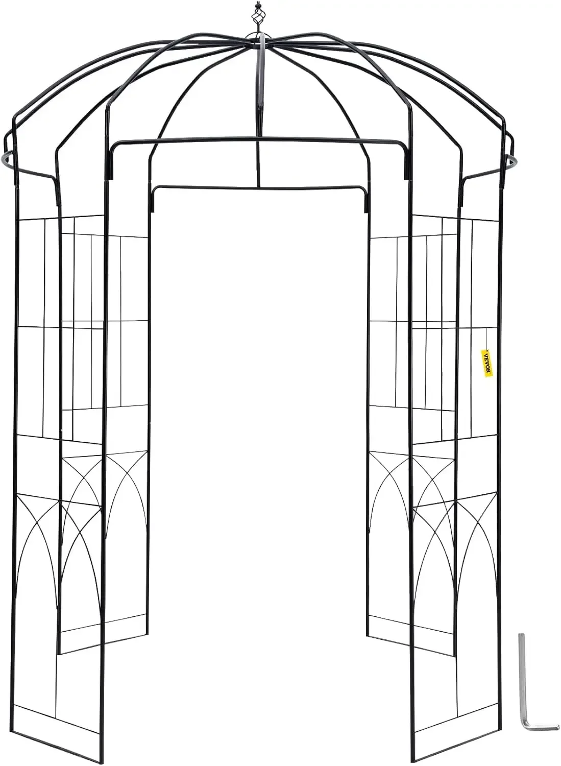 Birdcage Shape Garden Arch, 9' High x 6.6' Wide, Heavy Duty Wrought Iron Arbor