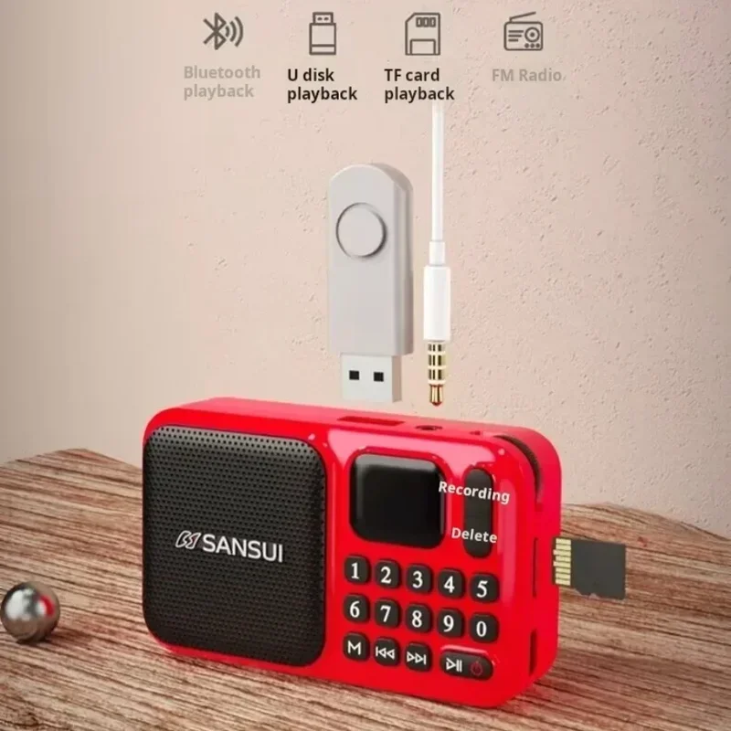 Mini Radio para ancianos F75, máquina de pedidos de canciones digitales, Radio FM portátil, Walkman MP3, Altavoz Bluetooth inalámbrico TF/USB