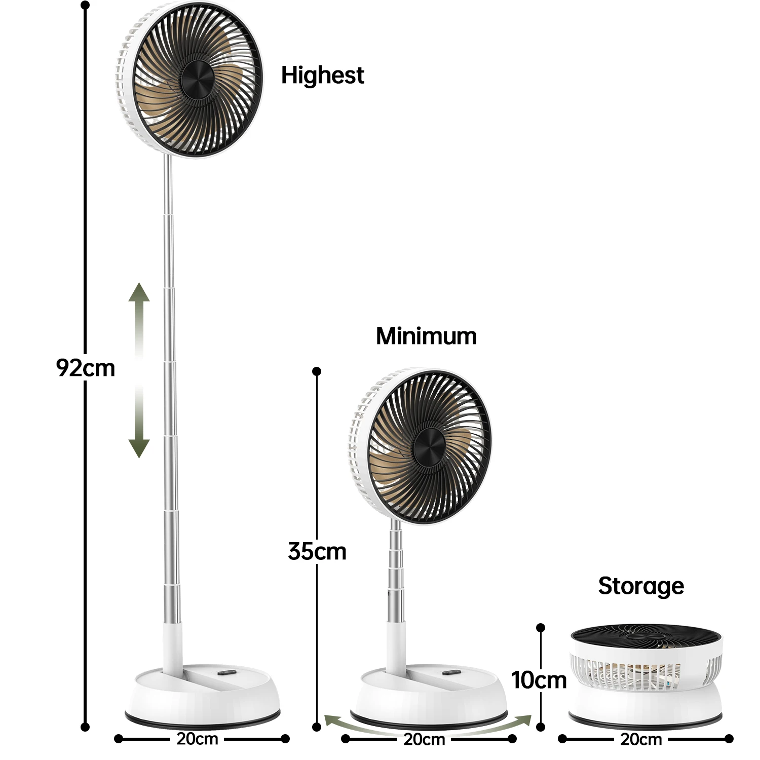 Remote Control Telescopic Folding desktop Fan USB Outdoor Portable Fan Suitable for Home/Office/Dormitory Folding desktop Fan