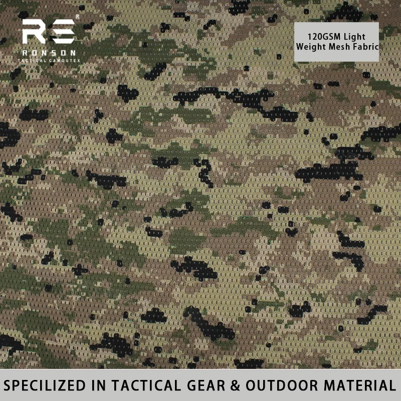 CADPAT MT Camouflage Printed 120gsm Light Weight Double Sided Printed Polyester Mesh Fabric Stretch for Tactical Gears Face Mask