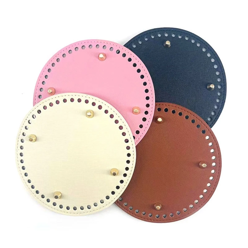 

1 Pc 15cm Crochet Bag Bottom Purse Base PU Leather Round Nail Bottom Shaper Pad DIY Bag Bottom Cushion for Handbag Shoulder Bag