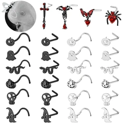 ZS 1 PC Punk 20G Stainless Steel Nose Stud Black Color Pumpkin Ghost Nose Piercings Cartilage Helix Tragus Piercing Body Jewelry