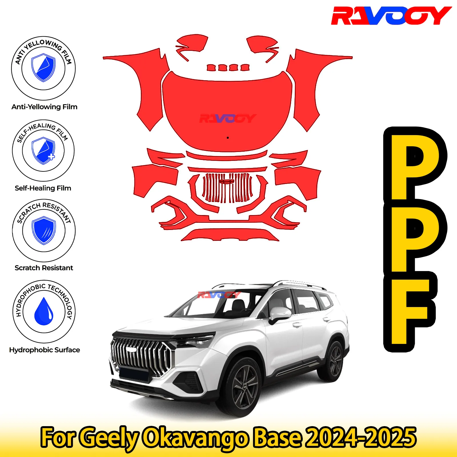 

Для Geely Okavango Base 2024-2025 глянцевый матовый черный предварительно вырезанный передний комплект PPF защитная пленка для краски